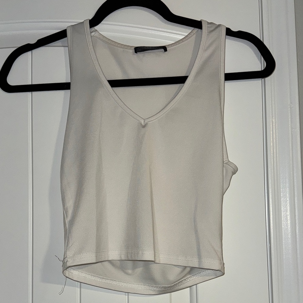 SHEIN White Dri-Fit V-Neck Tank Top